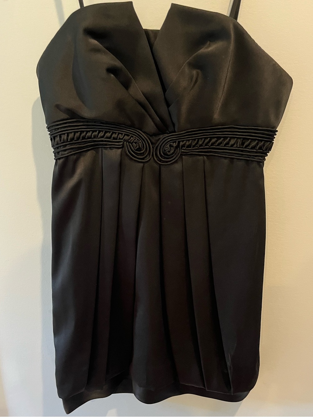 BCBG Strapless Black Pleated Cocktail Dress